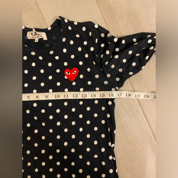 Comme Des Garcons PLAY Polka Dot Long Sleeve Tee White & Navy Size Small - Picture 7 of 9